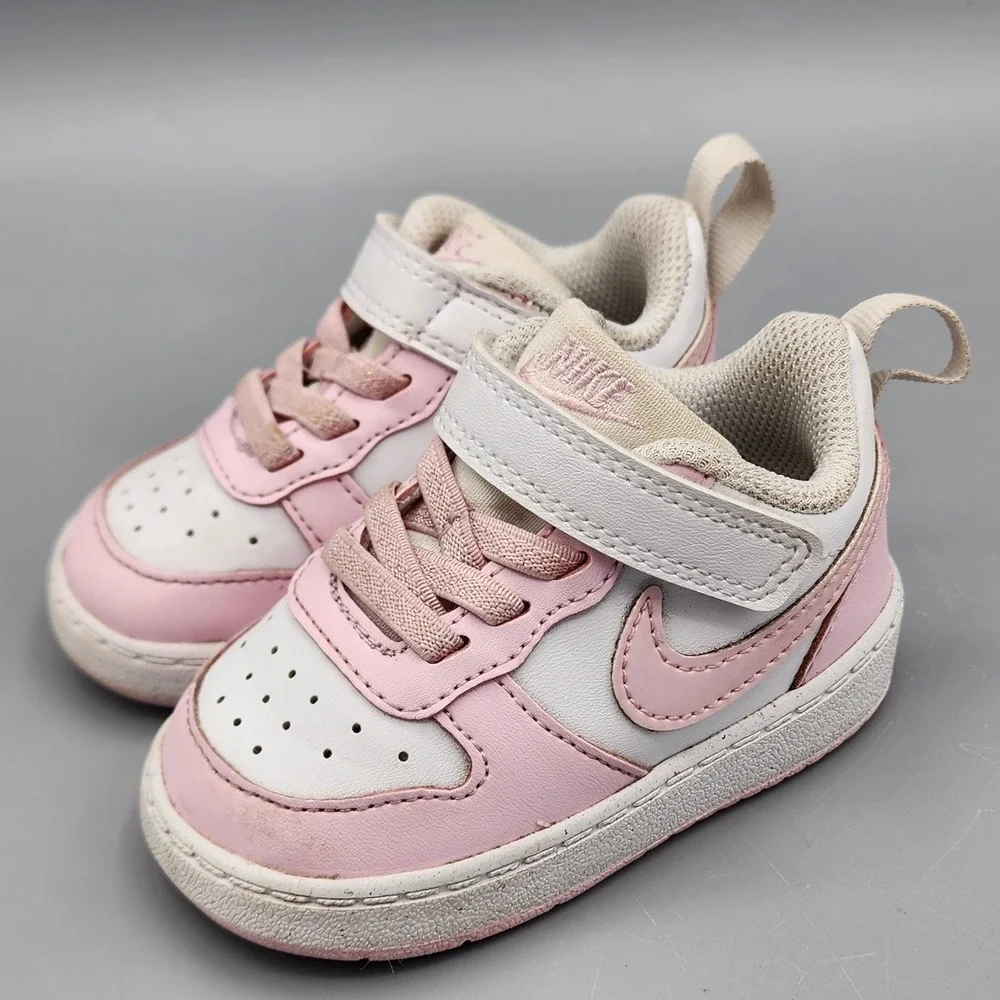 Toddler Baby Size 4 C NIKE Court Borough Low Recraft (TD) White Pink DV5458-105